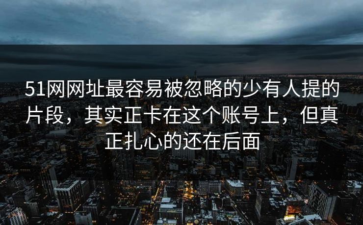 51网网址最容易被忽略的少有人提的片段，其实正卡在这个账号上，但真正扎心的还在后面